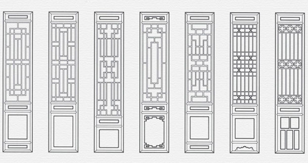 阳朔常用中式仿古花窗图案隔断设计图